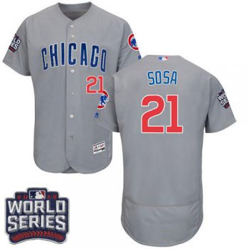 Cubs #21 Sammy Sosa Grey Flexbase Authentic Collection Road 2016 World Series Bound Stitched MLB Jersey