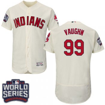 Men's Cleveland Indians #99 Ricky Vaughn Cream 2016 World Series Patch Stitched MLB Majestic Flex Base Jersey_