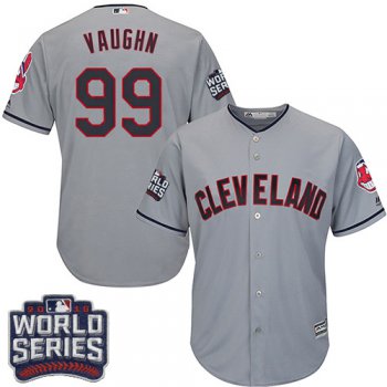 Men's Cleveland Indians #99 Ricky Vaughn Gray Road 2016 World Series Patch Stitched MLB Majestic Cool Base Jersey