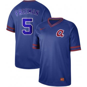 Men's Atlanta Braves #5 Freddie Freeman Royal Authentic Cooperstown Collection Stitched Baseball Jersey