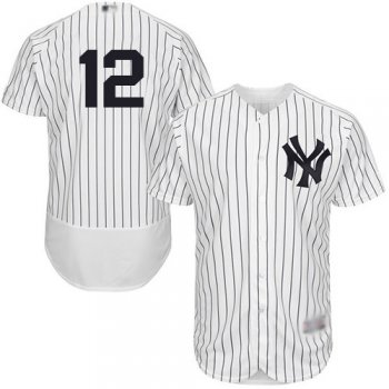 Men's New York Yankees #12 Troy Tulowitzki White Strip Flexbase Authentic Collection Stitched Baseball Jersey