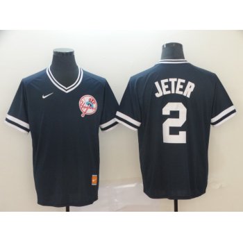 Men's New York Yankees 2 Derek Jeter Black Throwback Jersey