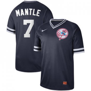 Men's New York Yankees 7 Mickey Mantle Blue Throwback Jersey