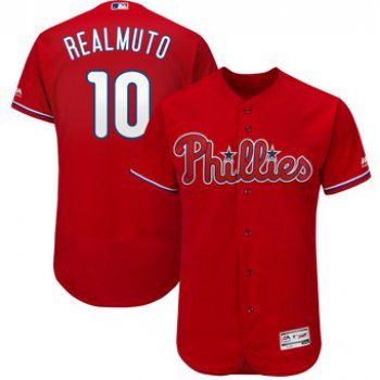 Men's Philadelphia Phillies #10 JT Realmuto Red Flex Base Jersey