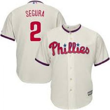 Men's Philadelphia Phillies #2 Jean Segura cream Cool Base Jersey