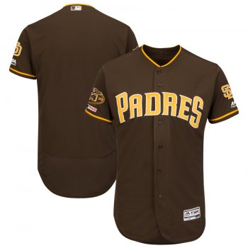 Men's San Diego Padres Blank Brown 50th Anniversary and 150th Patch FlexBase Jersey