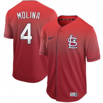 Men's St. Louis Cardinals 4 Yadier Molina Red Drift Fashion Jersey
