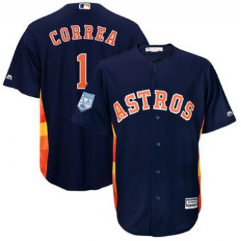 Men's Houston Astros 1 Carlos Correa Majestic Navy 2019 Spring Training Cool Base Player Jersey