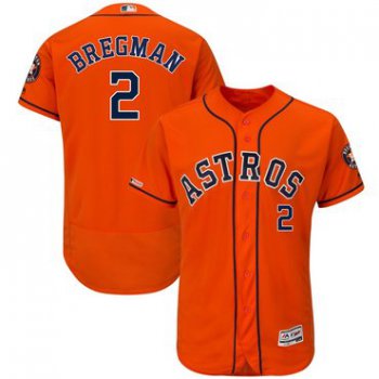 Men's Houston Astros 2 Alex Bregman Orange 150th Patch Flexbase Jersey