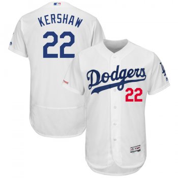 Men's Los Angeles Dodgers 22 Clayton Kershaw White 150th Patch Flexbase Jersey