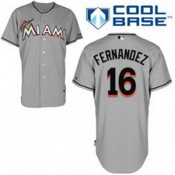 Men's Miami Marlins #16 Jose Fernandez Gray Road Stitched MLB Stitched MLB Majestic Cool Base Jersey