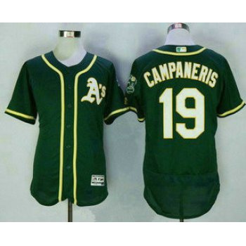 Men's Oakland Athletics #19 Bert Campy Campaneris Retired Green Stitched MLB 2016 Majestic Flex Base Jersey
