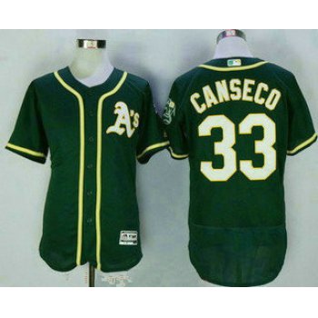 Men's Oakland Athletics #33 Jose Canseco Retired Green Stitched MLB 2016 Majestic Flex Base Jersey