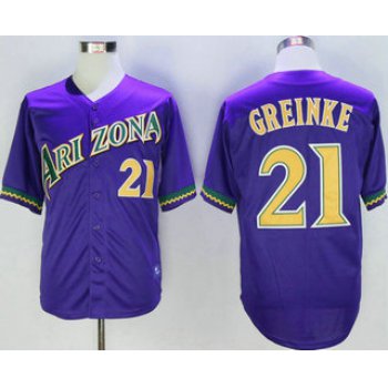 Men's Arizona Diamondbacks #21 Zack Greinke 2001 Purple Cooperstown Jersey