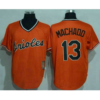Men's Baltimore Orioles #13 Manny Machado Orange Pullover Stitched MLB Majestic Cool Base Cooperstown Collection Jersey