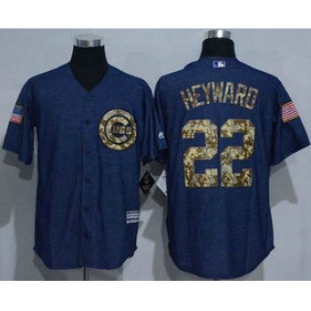 Men's Chicago Cubs #22 Jason Heyward Denim Blue Salute to Service Stitched MLB Jersey