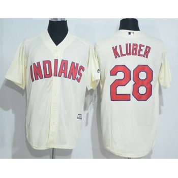 Men's Cleveland Indians #28 Corey Kluber Cream Stitched MLB Majestic Cool Base Jersey