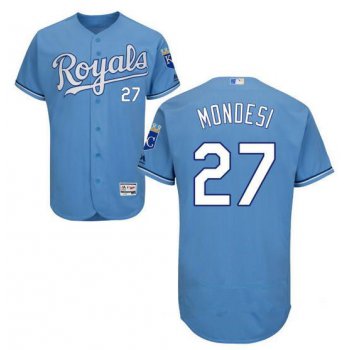 Men's Kansas City Royals #27 Raul A. Mondesi Light Blue Stitched MLB 2016 Majestic Flex Base Jersey