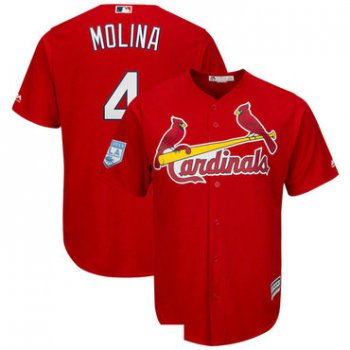 Men's St.Louis Cardinals 4 Yadier Molina Red 2019 Spring Training Cool Base Jersey