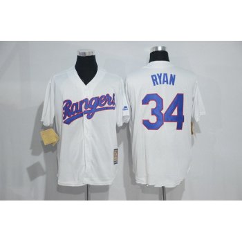 Men's Texas Rangers #34 Nolan Ryan White Stitched MLB 1986 Majestic Cool Base Cooperstown Collection Player Jersey