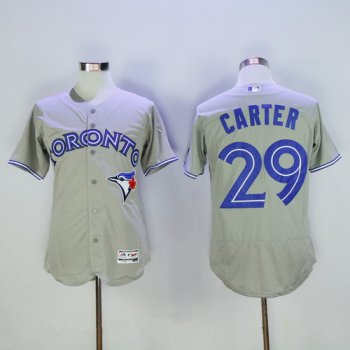 Men's Toronto Blue Jays #29 Joe Carter Retired Gray Road Stitched MLB 2016 Majestic Flex Base Jersey