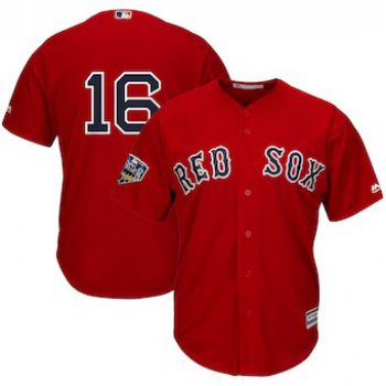 Men's Boston Red Sox #16 Andrew Benintendi Majestic Scarlet 2018 World Series Cool Base Player Number Jersey