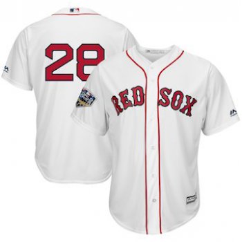 Men's Boston Red Sox #28 J.D. Martinez Majestic White 2018 World Series Cool Base Player Number Jersey