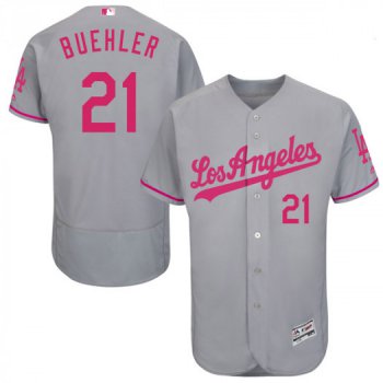 Men's Los Angeles Dodgers #21 Walker Buehler Player Authentic Gray Flex Base Mother's Day Collection Jersey
