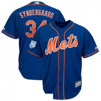 Men's New York Mets 34 Noah Syndergaard Royal 2019 Spring Training Cool Base Jersey