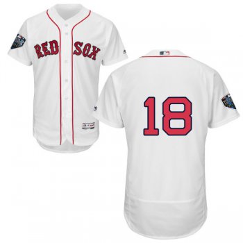 Red Sox #18 Mitch Moreland White Flexbase Authentic Collection 2018 World Series Stitched MLB Jersey