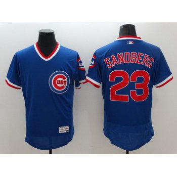 Men's Chicago Cubs #23 Ryne Sandberg Retired Blue Pullover 2016 Flexbase Majestic Baseball Jersey