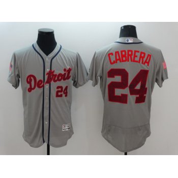 Men's Detroit Tigers #24 Miguel Cabrera Gray Fashion Stars & Stripes 2016 Flexbase MLB Independence Day Jersey