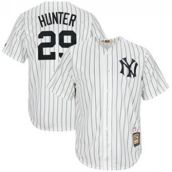 Men's New York Yankees 29 Catfish Hunter Majestic White Cooperstown Collection Cool Base Replica Player Jersey