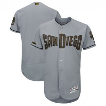 Men's San Diego Padres Blank Majestic Gray 2018 Memorial Day Authentic Collection Flex Base Team Jersey