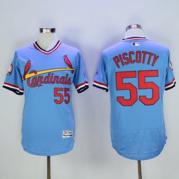 Men's St. Louis Cardinals #55 Stephen Piscotty Light Blue Pullover 2016 Flexbase Majestic Baseball Jersey