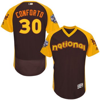 Michael Conforto Brown 2016 All-Star Jersey - Men's National League New York Mets #30 Flex Base Majestic MLB Collection Jersey