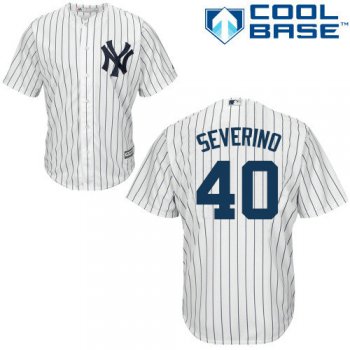 New York Yankees 40 Luis Severino White Strip New Cool Base Stitched Baseball Jersey