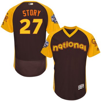 Trevor Story Brown 2016 All-Star Jersey - Men's National League Colorado Rockies #27 Flex Base Majestic MLB Collection Jersey