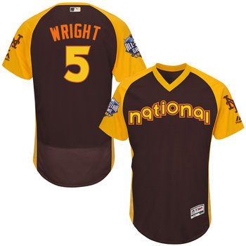David Wright Brown 2016 All-Star Jersey - Men's National League New York Mets #5 Flex Base Majestic MLB Collection Jersey