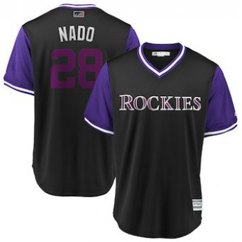 Men's Colorado Rockies 28 Nolan Arenado Nado Majestic Black 2018 Players' Weekend Cool Base Jersey