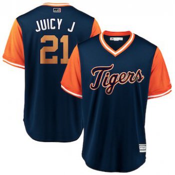 Men's Detroit Tigers 21 Jacoby Jones Juicy J Majestic Navy 2018 Players' Weekend Cool Base Jersey