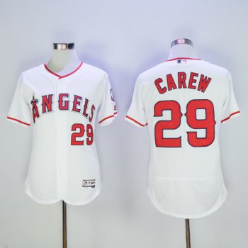 Men's Los Angeles Angels of Anaheim #29 Rod Carew Retired White 2016 Flexbase Majestic Baseball Jersey