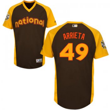 Men's National League Chicago Cubs #49 Jake Arrieta Brown 2016 MLB All-Star Cool Base Collection Jersey