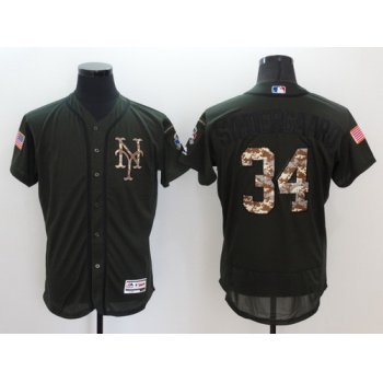 Men's New York Mets #34 Noah Syndergaard Green Salute to Service 2016 Flexbase Majestic Baseball Jersey