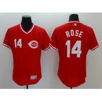Men's Cincinnati Reds #14 Pete Rose Retired Red Pullover 2016 Flexbase Majestic Baseball Jersey