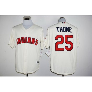 Men's Cleveland Indians #25 Jim Thome Name Cream Cool Base Baseball Jersey