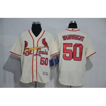 Men's St. Louis Cardinals #50 Adam Wainwright Cream 2016 Flexbase Majestic Baseball Jersey