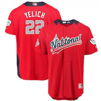 Men's National League #22 Christian Yelich Majestic Red 2018 MLB All-Star Game Home Run Derby Player Jersey