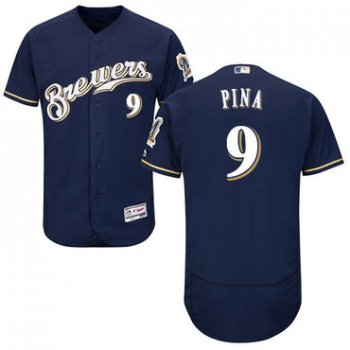 Milwaukee Brewers #9 Manny Pina Navy Blue Flexbase Authentic Collection Stitched Baseball Jersey