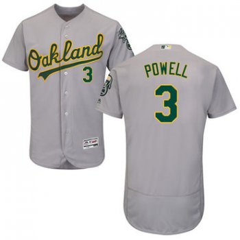 Oakland Athletics #3 Boog Powell Grey Flexbase Authentic Collection Stitched Baseball Jersey